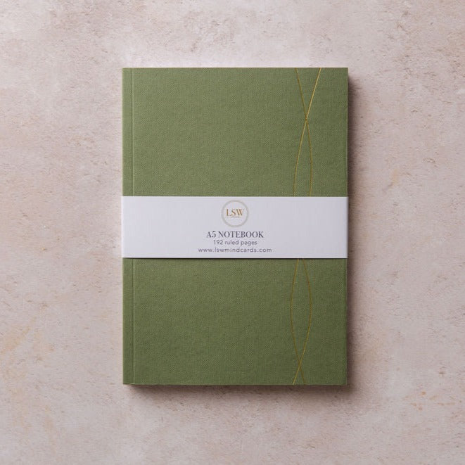 Stationery: A5 lined Notebook by LSW - Mid Green