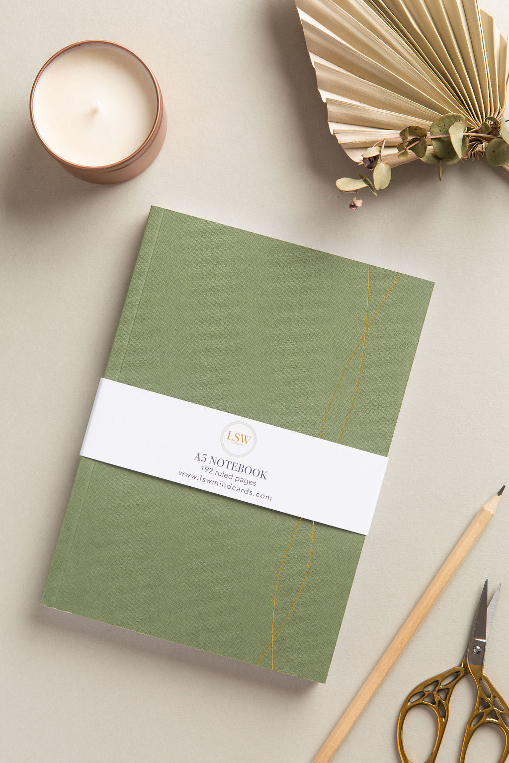 Stationery: A5 lined Notebook by LSW - Mid Green