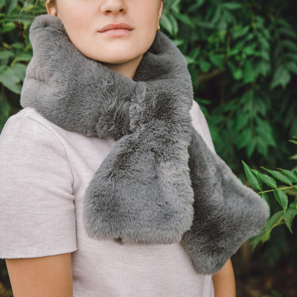 Faux Fur Scarf - Charcoal Grey