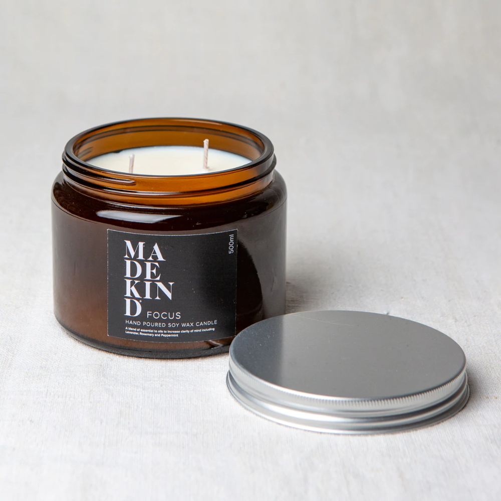 Soy Wax Candle - Focus - Large - 500ml by Made Kind