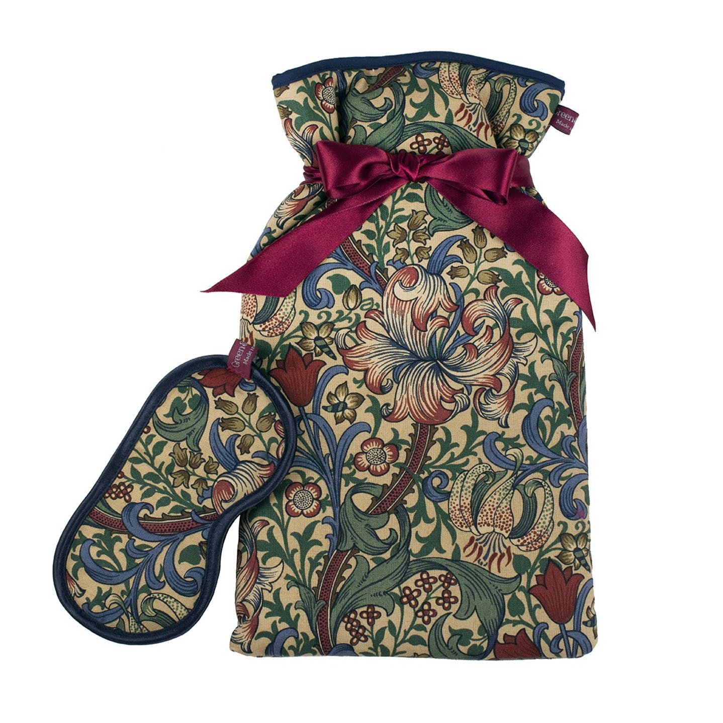 Accessories: Hot Water Bottle and Lavender Eye Mask in William Morris Fabric by Green & Heath