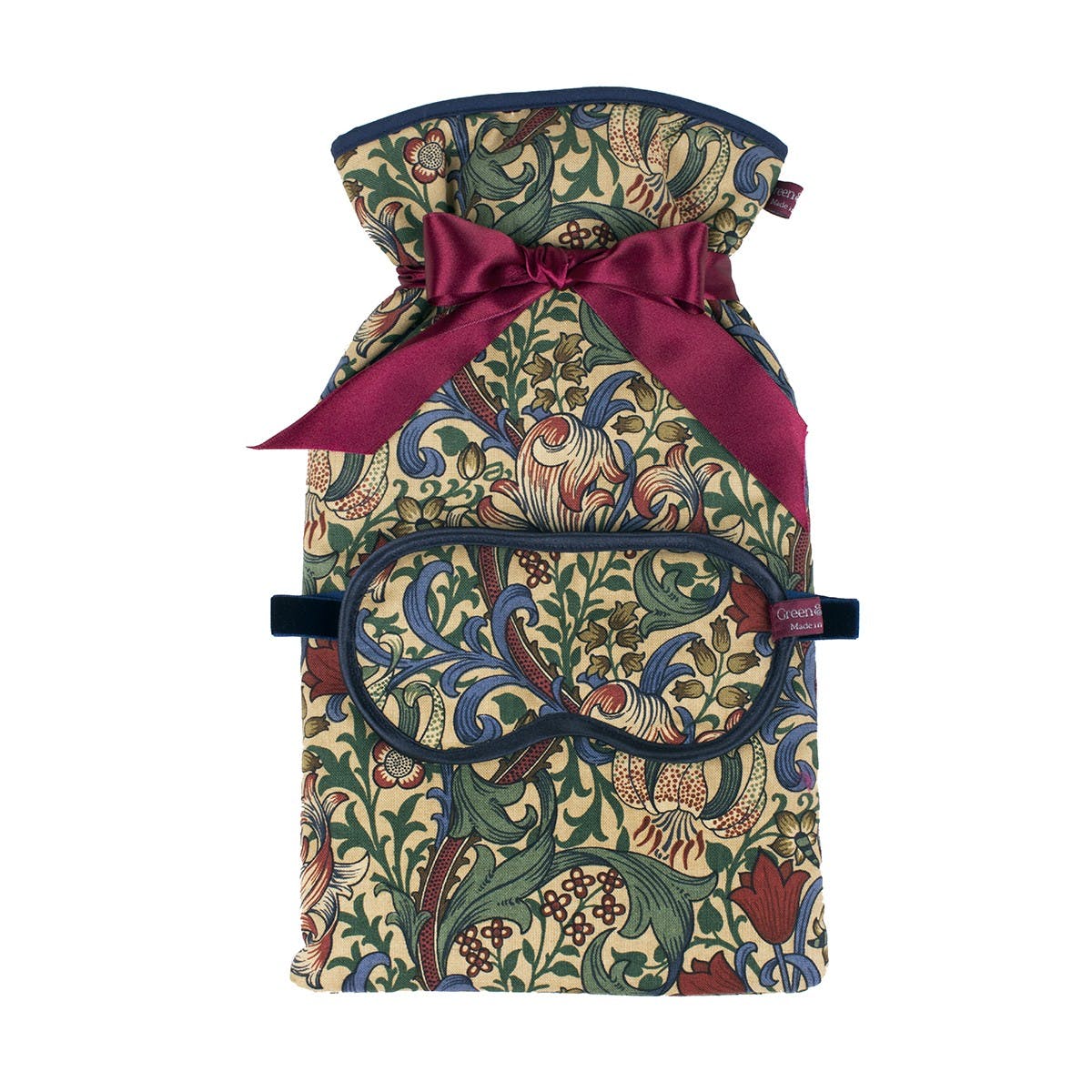 Accessories: Mini Hot Water Bottle and Lavender Eye Mask in William Morris Golden Lilly by Green & Heath