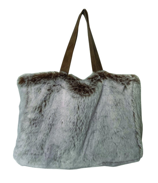 Accessories: Luxury Faux Fur Tote Bag - Chestnut - by Eveline Prelonge
