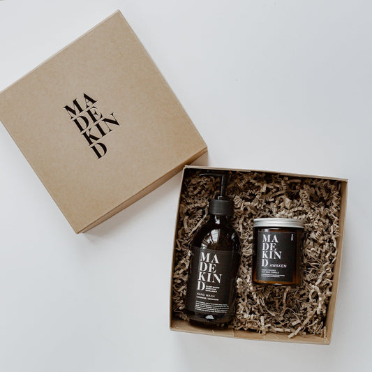 Gift Box - Natural Hand Wash and Unwind Candle - by MadeKind