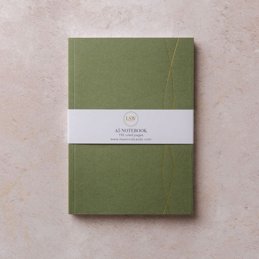 Stationery: A5 lined Notebook by LSW - Mid Green