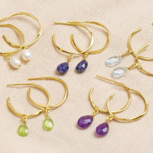 Jewellery: Pearl Hoop Earrings In 14ct Gold Plated