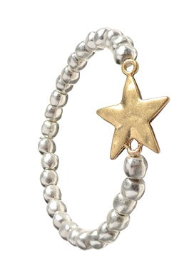 Jewellery: Silver/Gold Star Bracelet by Hot Tomato